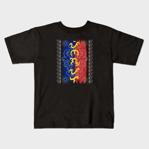 Philippine Flag / Baybayin word Pinagpala (Blessed) Kids T-Shirt by Pirma Pinas